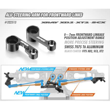 Bras de direction alu pour biellettes avancées - XRAY - 322513