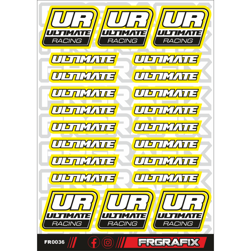 PEGATINA ULTIMATE RACING AMARILLA - ULTIMATE RACING STICKER YELLOW PEGATINA ULTIMATE RACING AMARILLA - ULTIMATE RACING STICKER YELLOW