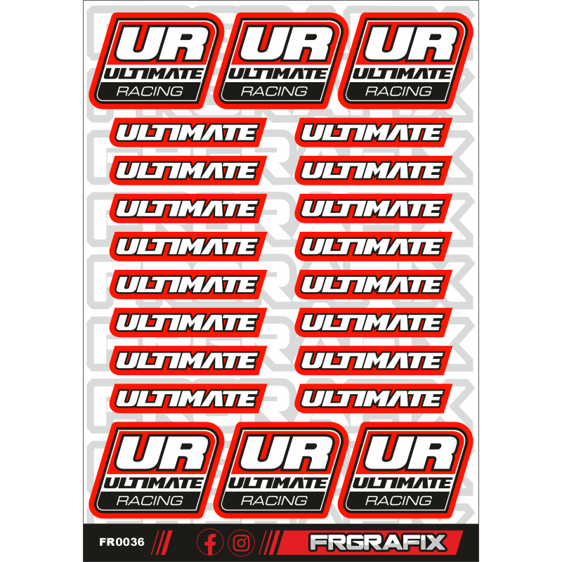 PEGATINA ULTIMATE RACING ROJA - ULTIMATE RACING STICKER RED