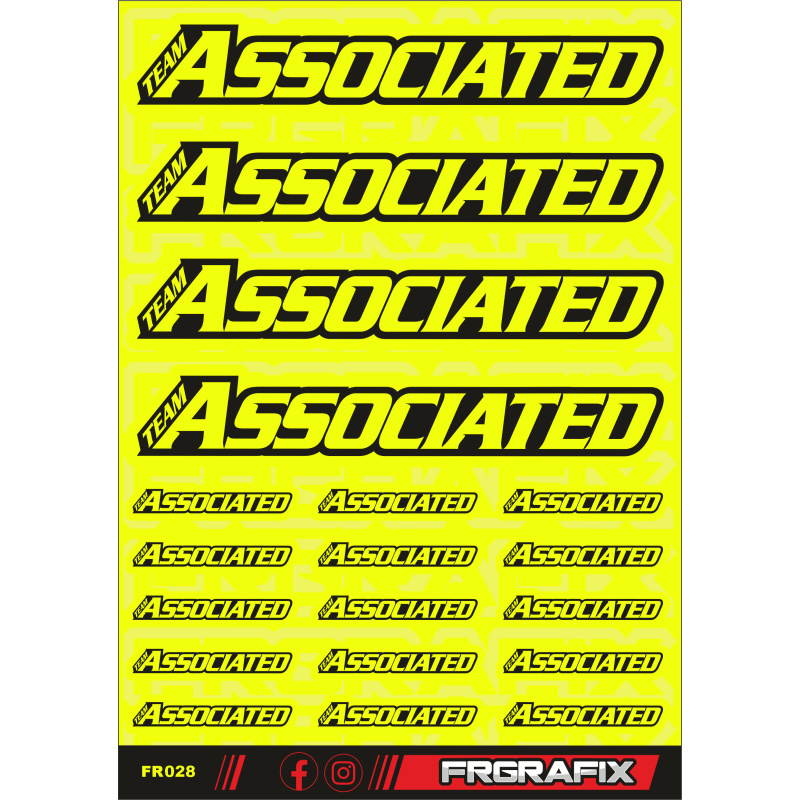 PEGATINA TEAM ASSOCIATED AMARILLO FLUOR - TEAM ASSOCIATED STICKER FLU PEGATINA TEAM ASSOCIATED AMARILLO FLUOR - TEAM ASSOCIATED STICKER FLU