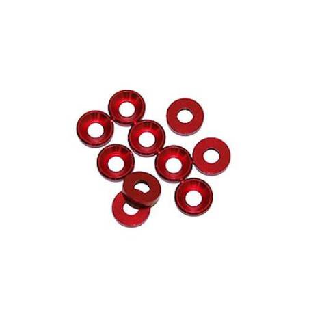 ARANDELA ALU. CONICA M4 ROJA (10u.)
