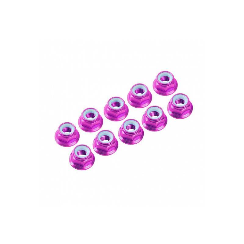 4 mm. ALU. NYLON NUT W/FLANGE PINK (10 pcs) - UR1513-PK - ULTIMATE 4 mm. ALU. NYLON NUT W/FLANGE PINK (10 pcs) - UR1513-PK - ULTIMATE