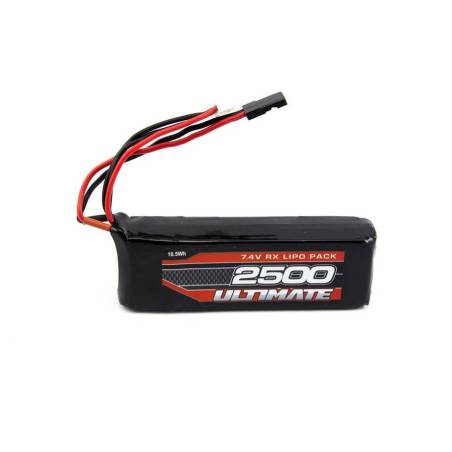BATERÍA ULTIMATE LiPo RECEPTOR PLANA 7.4V. 2500mAh CONEXIÓN JR