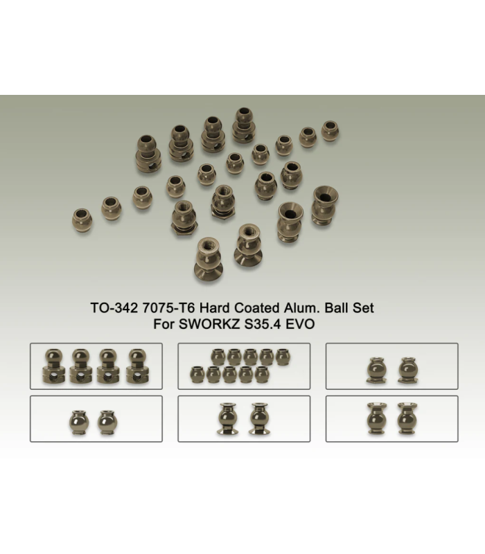7075-T6 Hard Coated Alum. Ball Set (SWORKZ S35.4 EVO) 22pcs. - TWORKS 7075-T6 Hard Coated Alum. Ball Set (SWORKZ S35.4 EVO) 22pcs. - TWORKS