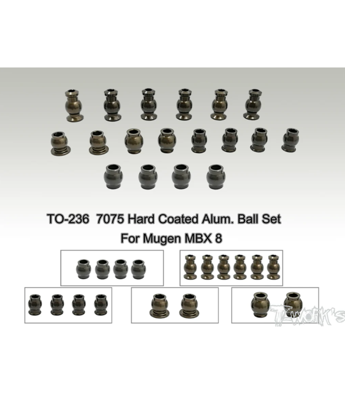 Set bolas alu. Reforzado Para Mugen MBX8 (18pcs) - TWORKS Set bolas alu. Reforzado Para Mugen MBX8 (18pcs) - TWORKS