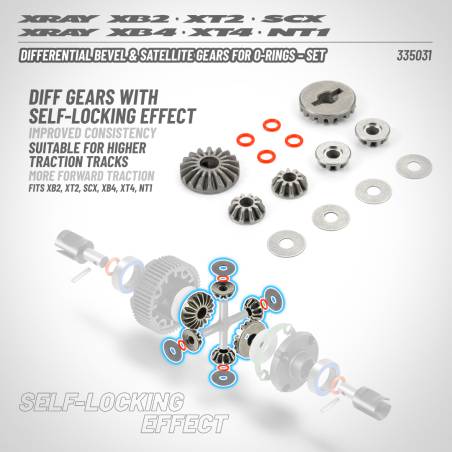 DIFF BEVEL & SATELLITE GEARS FOR O-RINGS - SET - XRAY