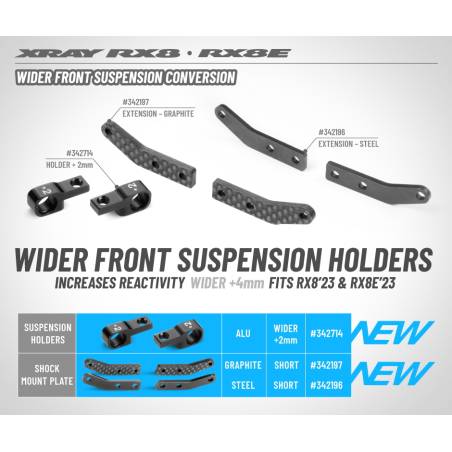 ALU LOWER FRONT SUSPENSION HOLDER +2MM (1) - BLACK - XRAY - 342714