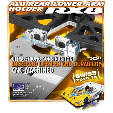 PLACA INFERIOR TRASERA - ALUMINIO SUIZO 7075 T6 - XRAY - 343056