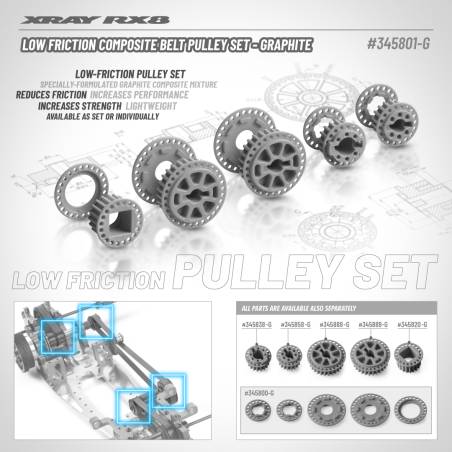 SET CUBIERTA DE POLEA GRAFITO BAJA FRICCIÓN - XRAY - 345801-G