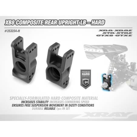 XB8 COMPOSITE REAR UPRIGHT LB - HARD - XRAY - 353354-H