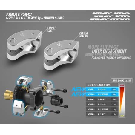 MAZAS EMBRAGUE ALU 1G - MEDIO - EMBRAGUE 4 MAZAS (4) - XRAY - 358456