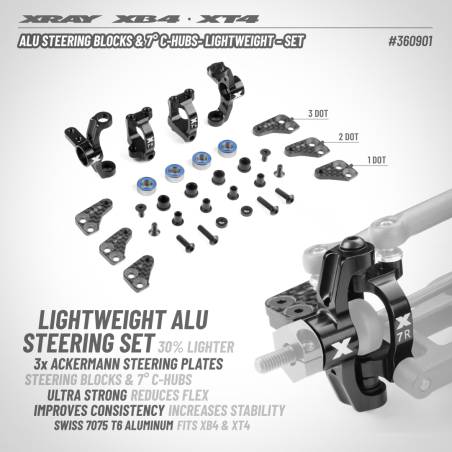 ALU STEERING BLOCKS & 7° C-HUBS - LIGHTWEIGHT - SET