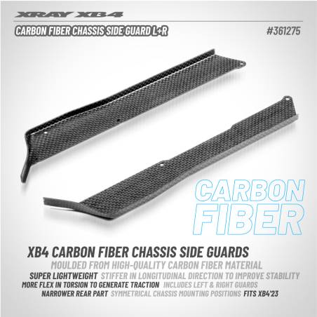 XB4'23 CARBON FIBER CHASSIS SIDE GUARD L+R - XRAY - 361275