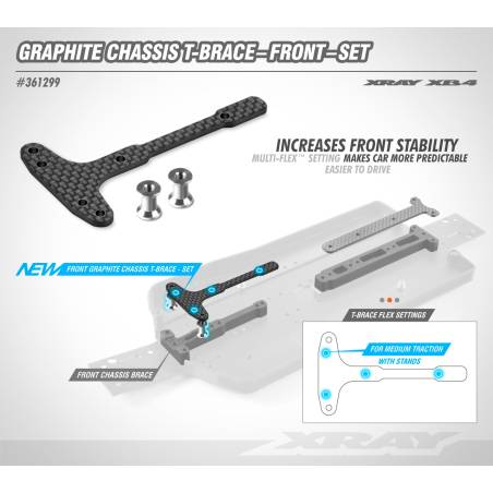 GRAPHITE CHASSIS T-BRACE - FRONT - SET - XRAY - 361299