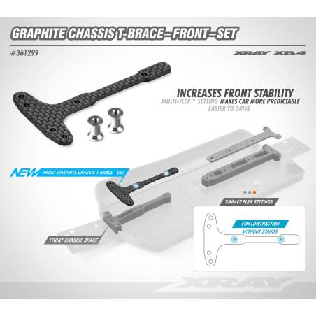 GRAPHITE CHASSIS T-BRACE - FRONT - SET - XRAY - 361299