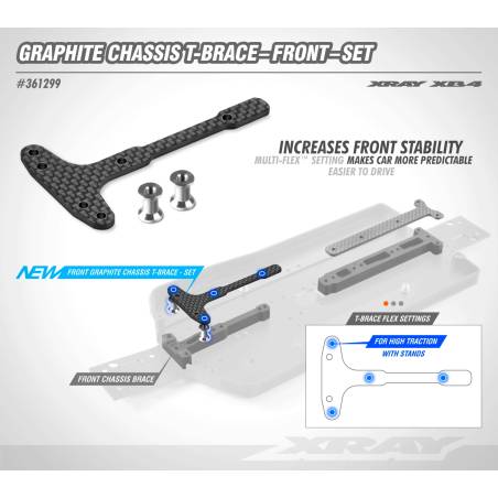 GRAPHITE CHASSIS T-BRACE - FRONT - SET - XRAY - 361299