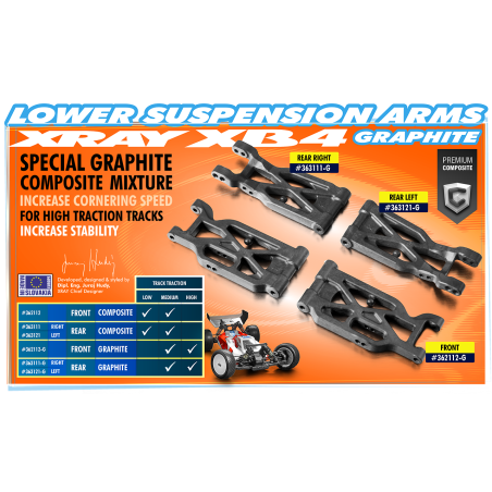 COMPOSITE SUSPENSION ARM REAR LOWER RIGHT - GRAPHITE - 363111-G - XRA