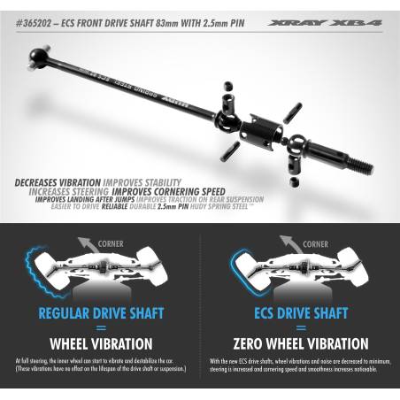 ECS FRONT DRIVE SHAFT 83MM WITH 2.5MM PIN - SET - XRAY - 365202