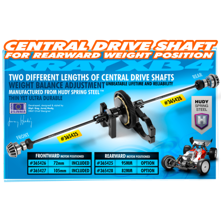 CENTRAL DRIVE SHAFT 82MM - HUDY SPRING STEEL™ - 365428 - XRAY