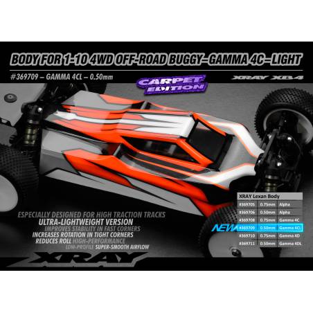 BODY FOR 1/10 4WD OFF-ROAD BUGGY - GAMMA 4C - LIGHT - XRAY - 369709