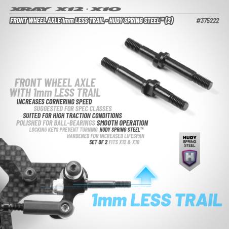 FRONT WHEEL AXLE 1MM LESS TRAIL