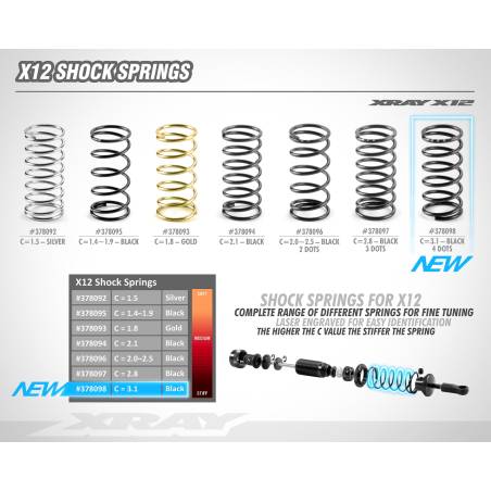 SHOCK SPRING C 3.1 - BLACK - 4 DOTS - XRAY - 378098