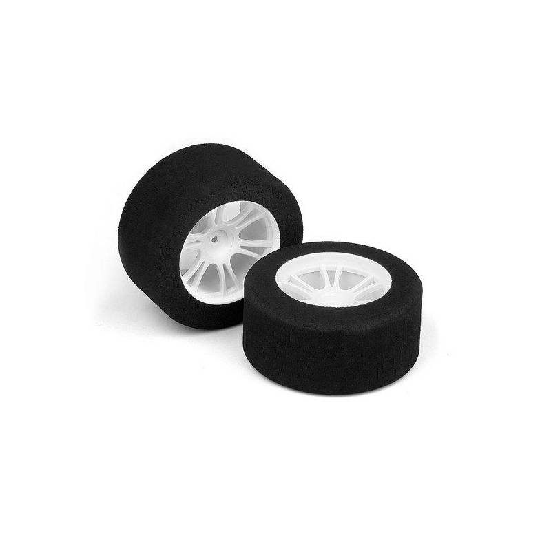 M18MT REAR FOAM TIRE MOUNTED (25DEG) - WHITE (2) - 389581 - XRAY