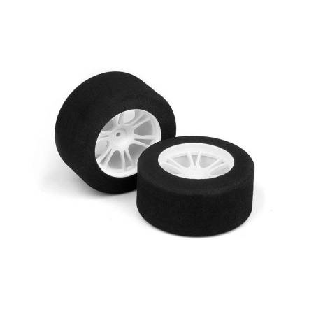 M18MT REAR FOAM TIRE MOUNTED (25DEG) - WHITE (2) - 389581 - XRAY