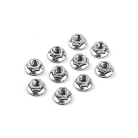 NUT M4 WITH SERRATED FLANGE  (10) - 960240 - XRAY