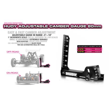 MEDIDOR CAMBER AJUSTABLE 80MM - HUDY - 107761