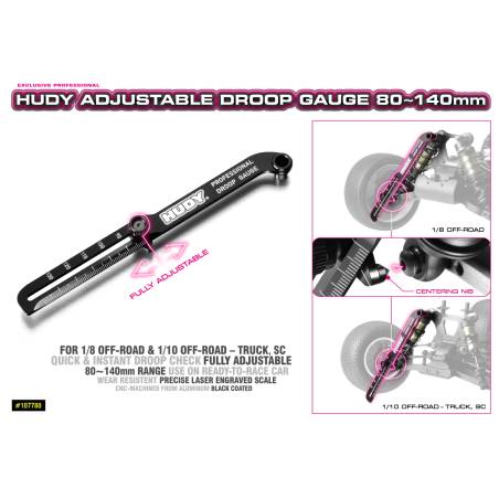 MEDIDOR DROOP AJUSTABLE 80-140MM - HUDY - 107780
