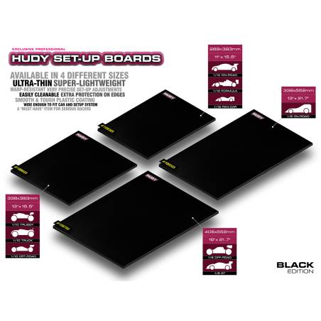 TABLA SET-UP PLANA 1/10 Y 1/12 ONROAD - NEGRO - HUDY - 108305