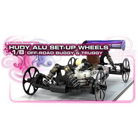 RUEDA SET-UP DE ALUMINIO PARA 1/8 OFF-ROAD - V2 (4) - HUDY - 108870