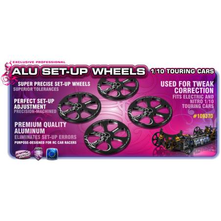RUEDA SET-UP DE ALU PARA RUEDAS DE GOMA DE 1/10 (4) - HUDY - 109370