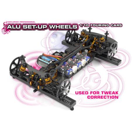 RUEDA SET-UP DE ALU PARA RUEDAS DE GOMA DE 1/10 (4) - HUDY - 109370