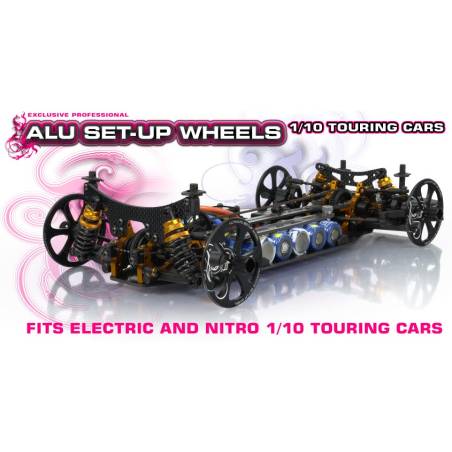 RUEDA SET-UP DE ALU PARA RUEDAS DE GOMA DE 1/10 (4) - HUDY - 109370