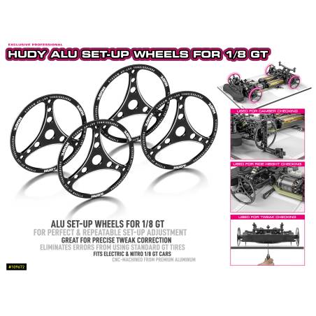 RUEDA SET-UP DE ALUMINIO PARA 1/8 GT (4) - HUDY - 109672