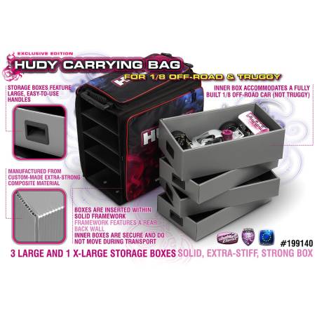 BOLSA TRANSPORTE OFF-ROAD Y TRUGGY 1/8 + BOLSA HERR. - HUDY - 199140