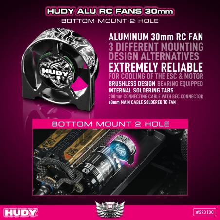 HUDY ALU RC FAN 30MM - BOTTOM MOUNT 2 HOLE - HUDY - 293100