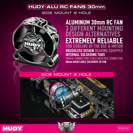 VENTILADOR RC DE ALU 30MM - MONTAJE LAT 2 ORIFICIOS - HUDY - 293101