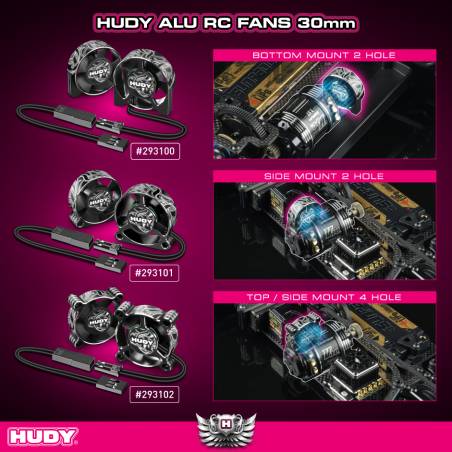 VENTILADOR RC DE ALU 30MM - MONTAJE LAT 2 ORIFICIOS - HUDY - 293101