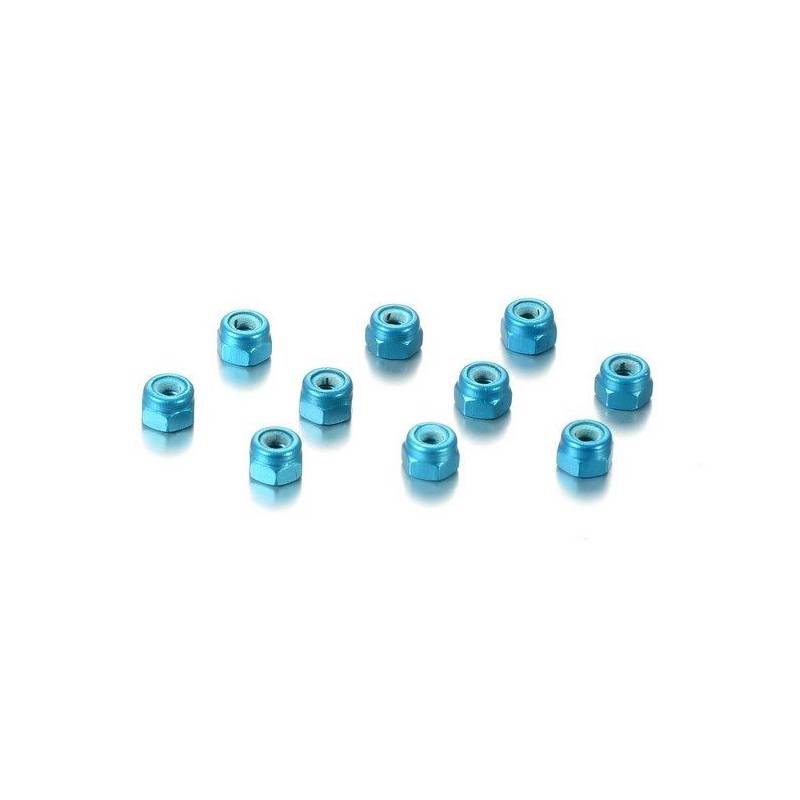 ALU NUT M3 - BLUE (10) - 296530-B - HUDY