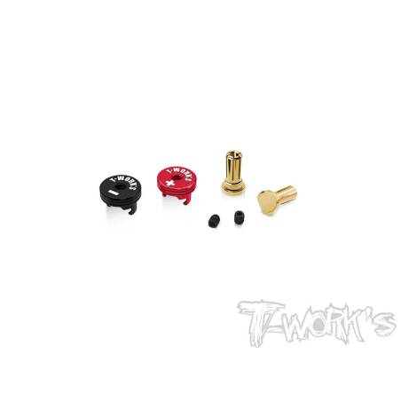 Banana Tworks 5mm con protector Polaridad(Rojo/Negro)- TW-EA-040-5-RB