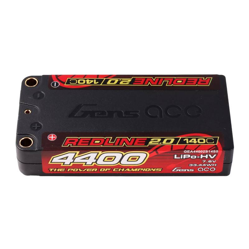 LIPO 4400 mAh SHORTY 7.6V HV 140C 2S1P PK5 - GENS ACE - GA44002S14S5 LIPO 4400 mAh SHORTY 7.6V HV 140C 2S1P PK5 - GENS ACE - GA44002S14S5