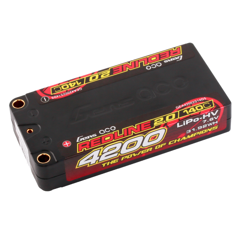 LIPO 4200 mAh SHORTY 7.6V HV 140C 2S1P PK5 - GENS ACE - GA42002S14D4 LIPO 4200 mAh SHORTY 7.6V HV 140C 2S1P PK5 - GENS ACE - GA42002S14D4