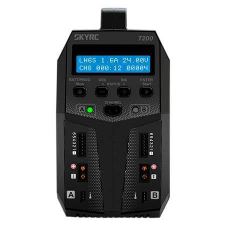 CARGADOR SKYRC T200 DUO LIPO1-6S 12A 2X100W 240VAC/12VDC - SK100155