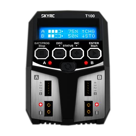 CHARGER T100  DUO LIPO 2-4S 0.1-5A 2X50W 240VAC - SKYRC - SK100162