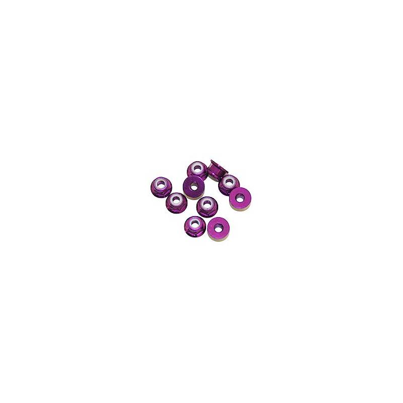 3mm. ALU. NYLON NUT W/FLANGED PURPLE (10pcs) - UR1503-P - ULTIMATE