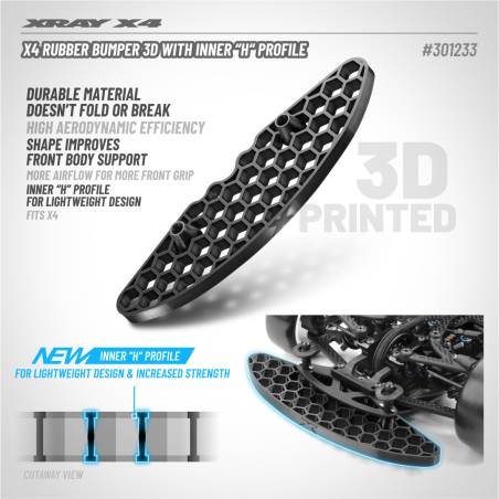 "X4 BUMPER DE GOMA 3D CON PERFIL INTERIOR ""H"" - XRAY - 301233"