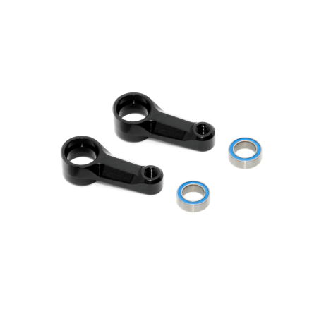 X4 ALU DUAL STEERING ARM BLACK + BALL-BEARINGS (2) - XRAY - 302517-K